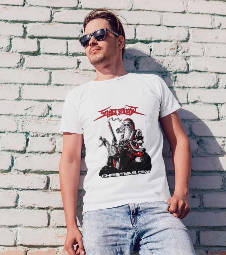 Silent Knight Santa Riding Motorcycle Christmas Day T-Shirt
