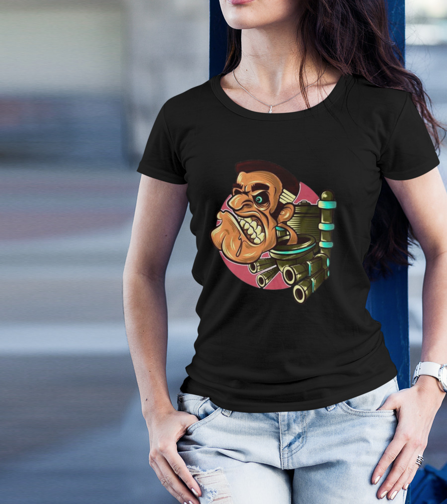 Skibidi Toilet Meme Angry Gritty Face T-Shirt