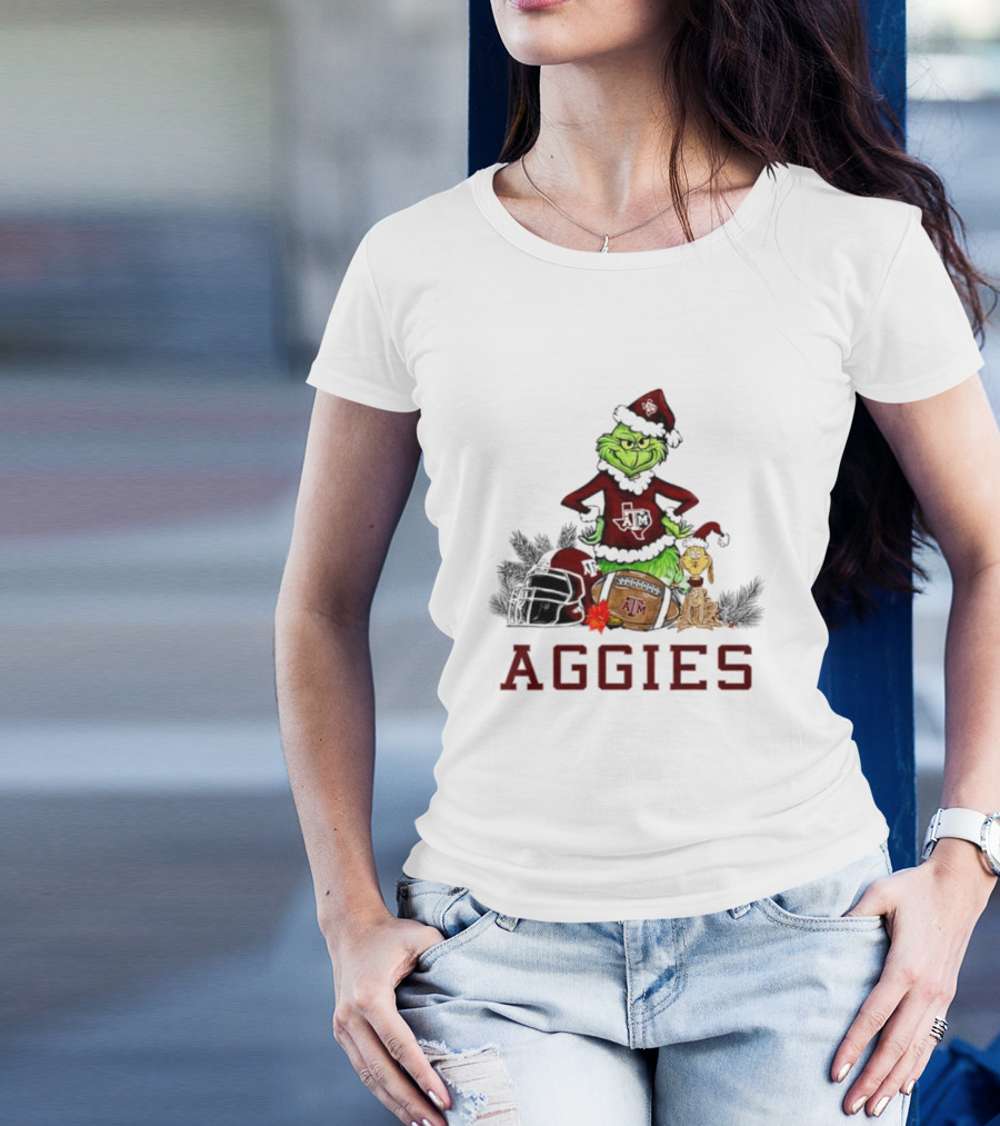 Texas A&M Aggies Grinch Max Dog Christmas Football Humor T-Shirt