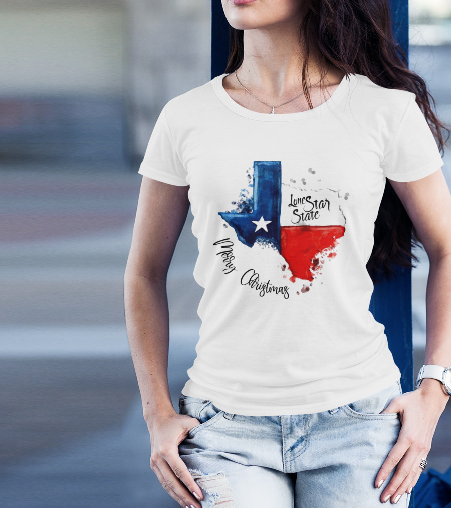 Texas Flag Lone Star State Merry Christmas T-Shirt