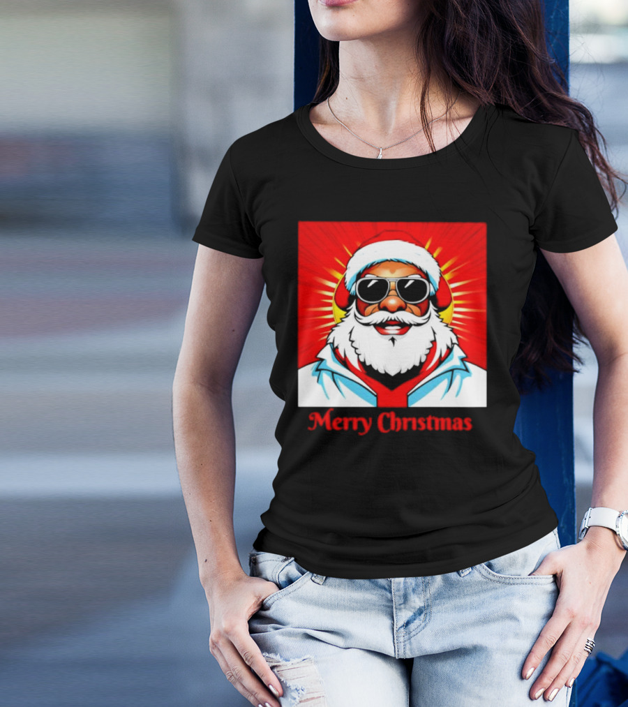 Bright Santa Merry Christmas In Cool Cartoon T-Shirt