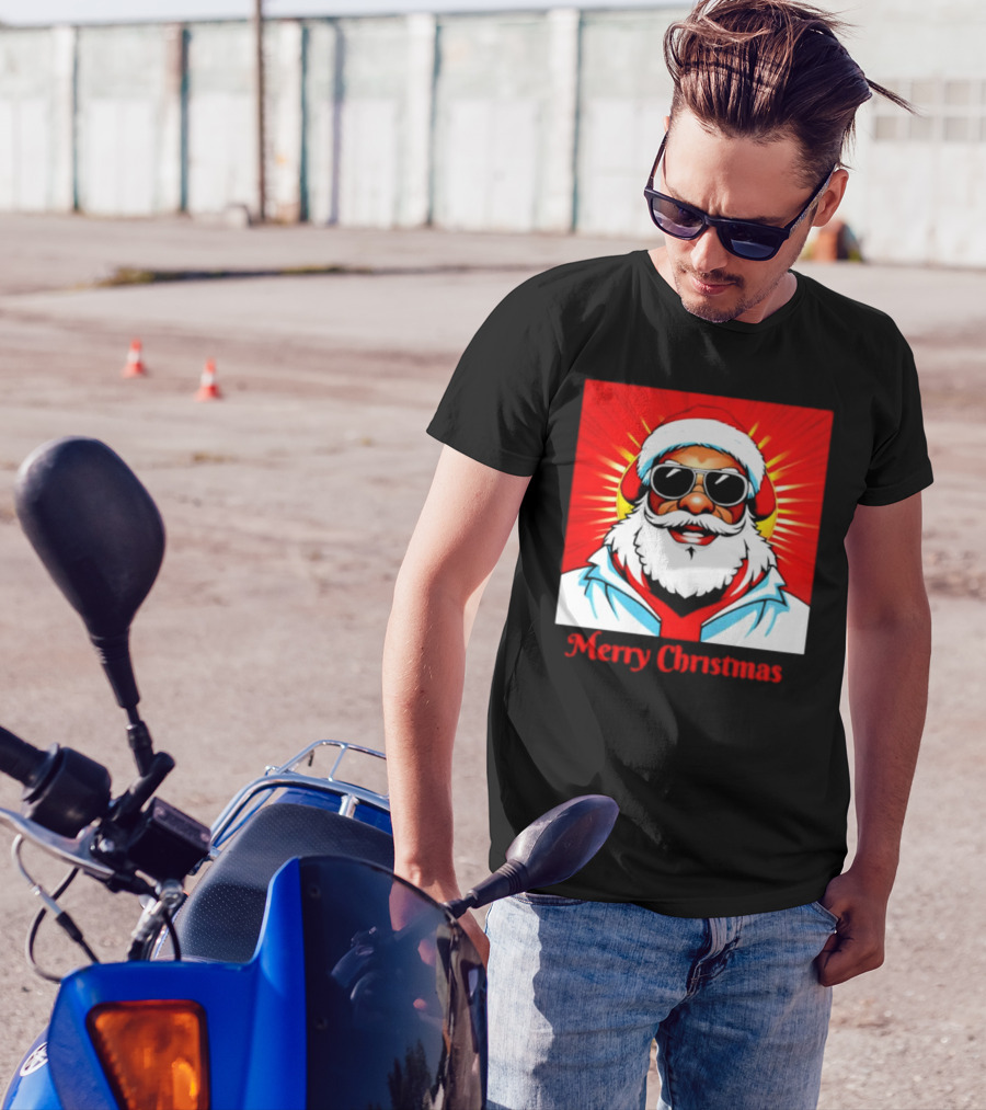 Bright Santa Merry Christmas In Cool Cartoon T-Shirt