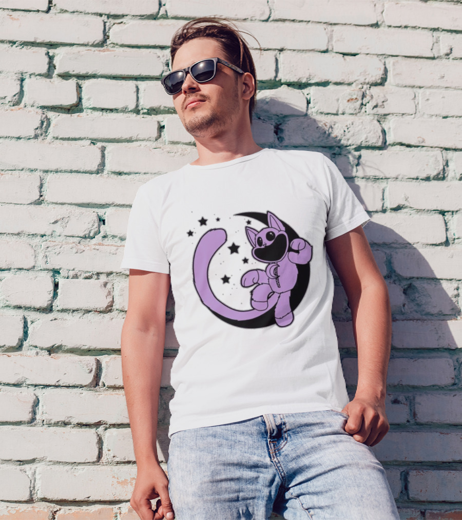 CatNap Astronaut Cat In Space With Crescent Moon And Stars T-Shirt