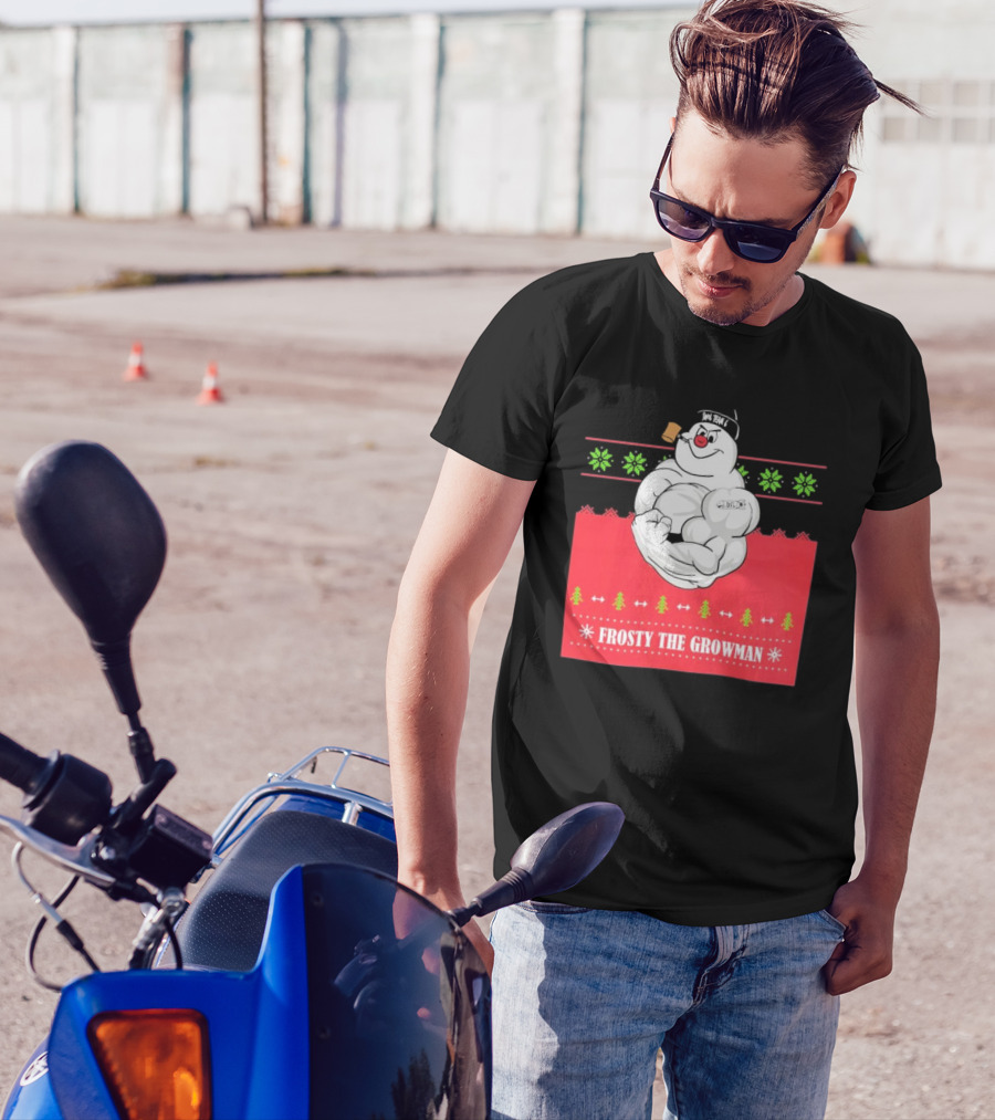 Frosty The Growman Christmas Bodybuilder Snowman T-Shirt
