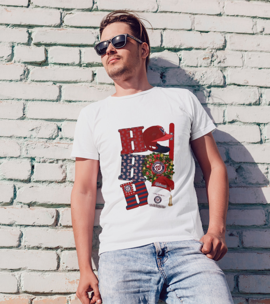 Washington Nationals Ho Ho Ho Merry Christmas Baseball Festive T-Shirt