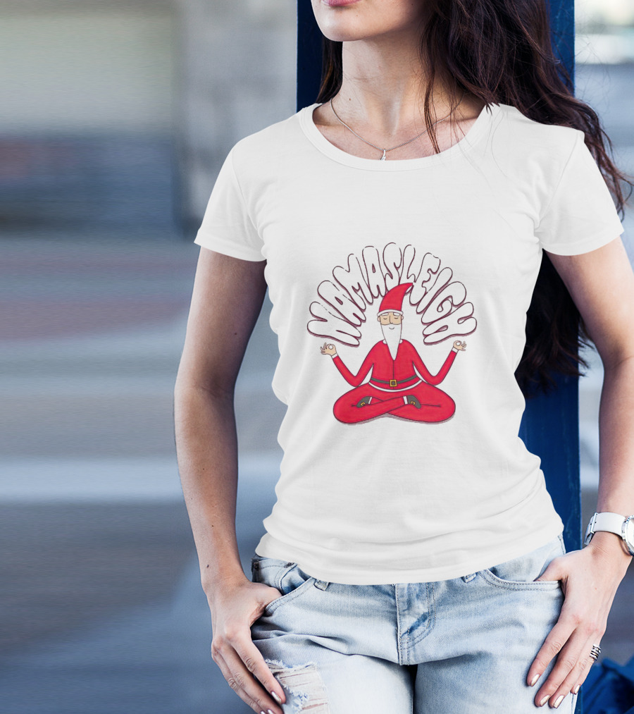 Santa Claus Namasleigh Christmas Santa Meditation Holiday T-Shirt