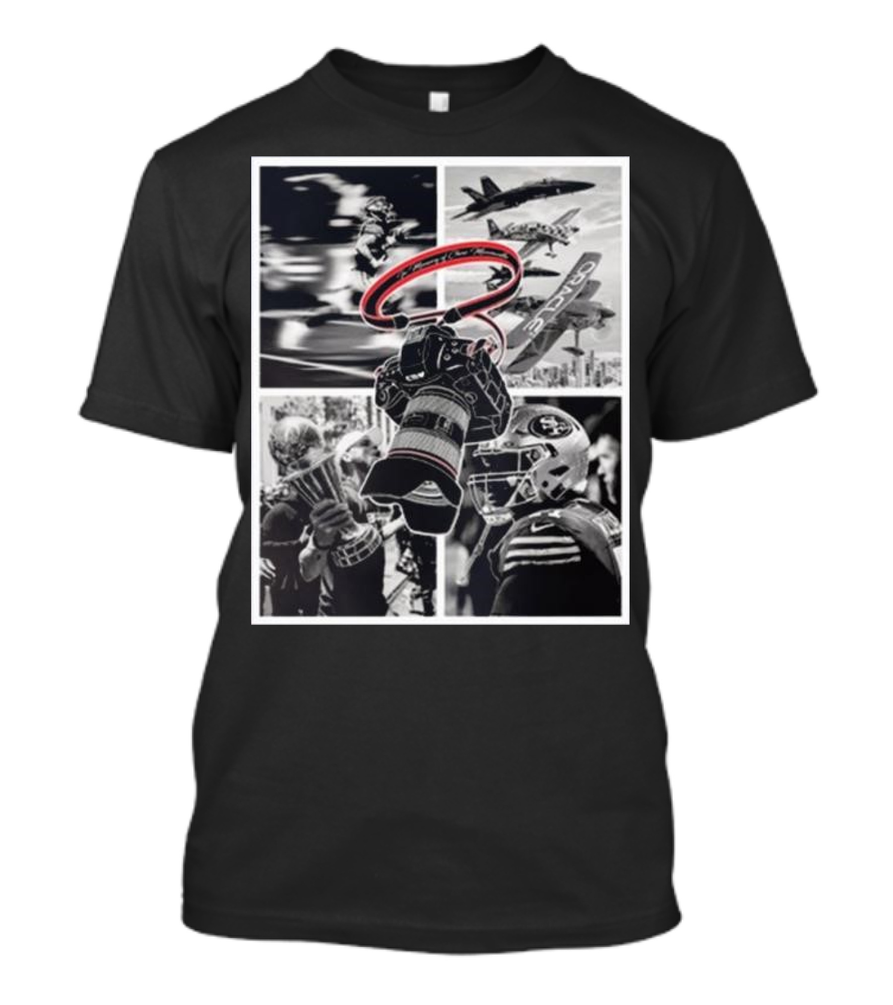 Warriors In Memory Of Chris Mezzavilla Sports Photography And Fighter Jets T-Shirt