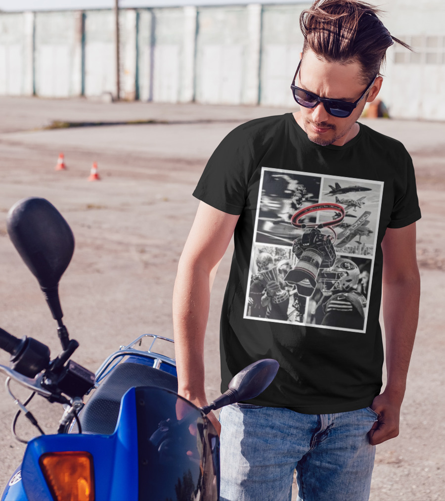 Warriors In Memory Of Chris Mezzavilla Sports Photography And Fighter Jets T-Shirt