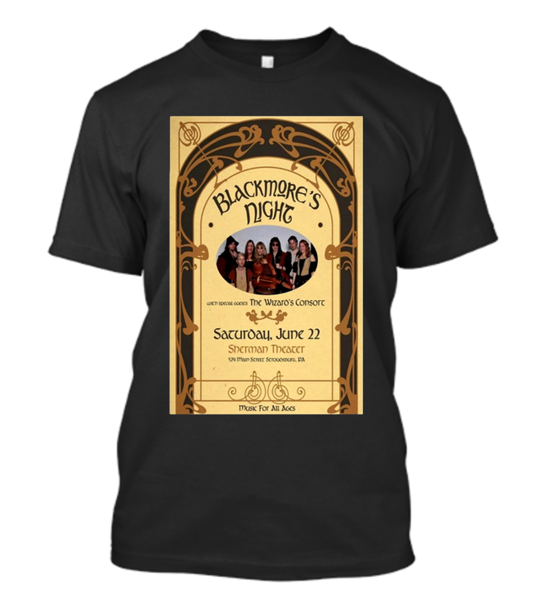 Blackmore’s Night The Wizard’s Consort June 22 Sherman Theater Stroudsburg PA Music For All Ages T-Shirt