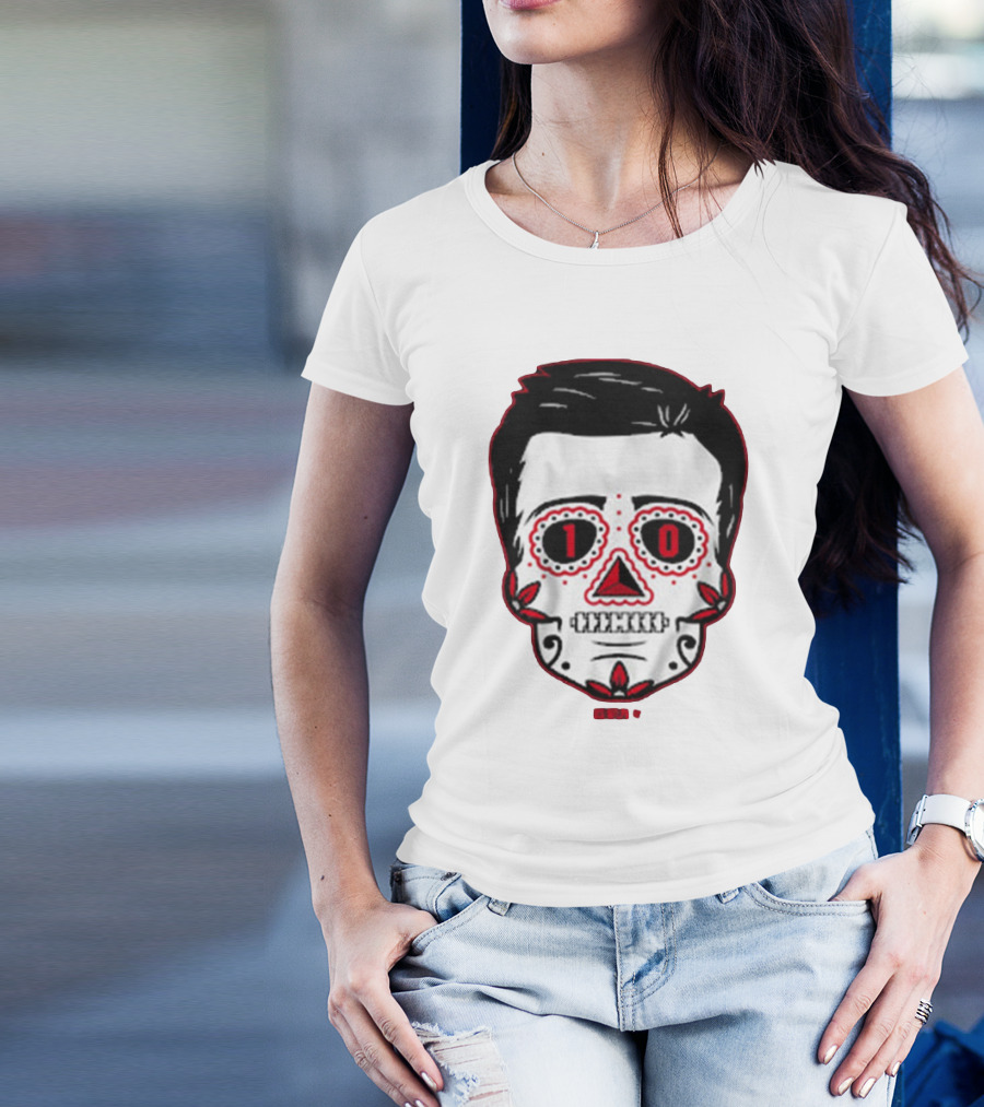 Drake Maye Sugar Skull Football Themed T-Shirt