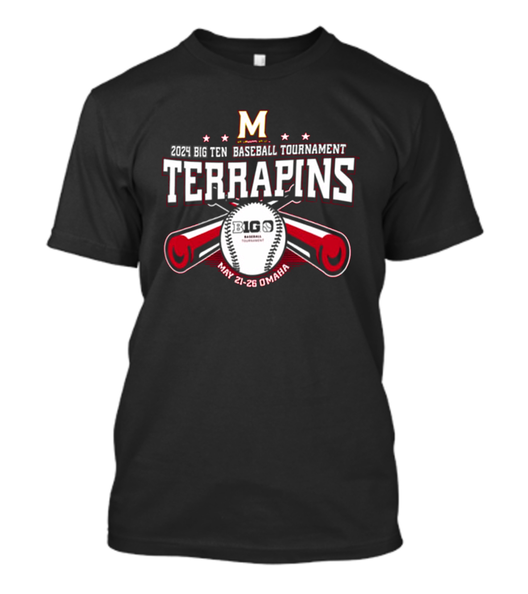 Maryland Terrapins 2024 Big Ten Baseball Tournament May 21-26 Omaha T-Shirt