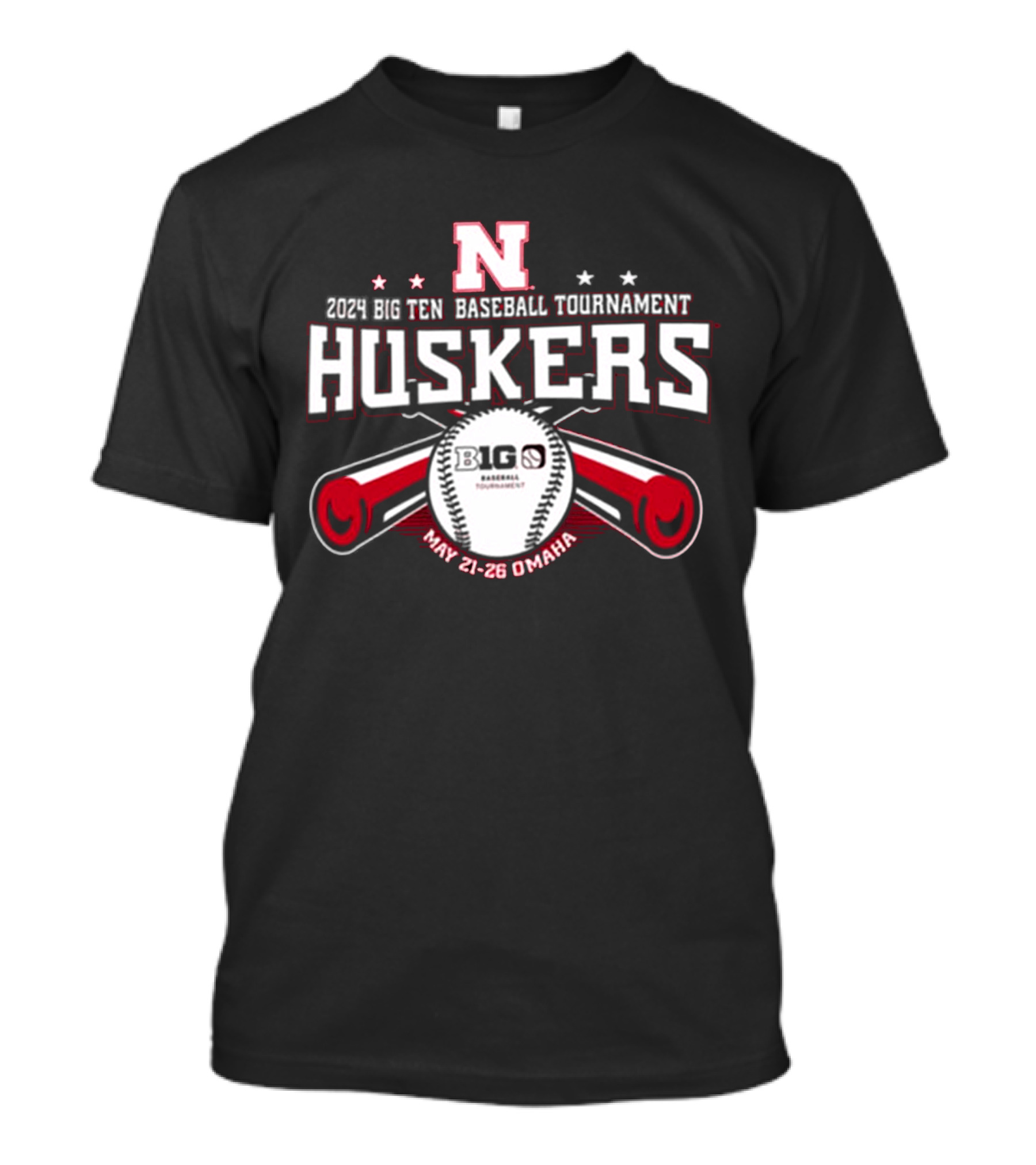 Nebraska Cornhuskers 2024 Big Ten Baseball Tournament Huskers May 21-26 Omaha T-Shirt