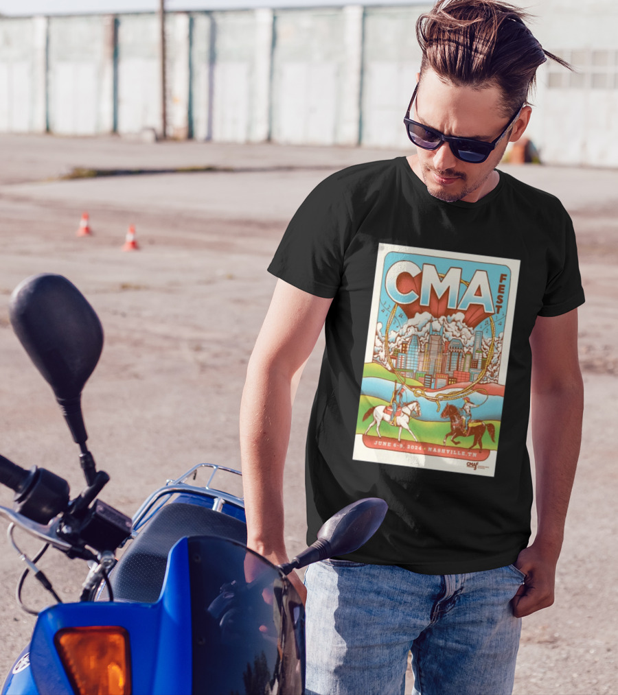 CMA Fest June 6-9 2024 Nashville TN City Skyline And Cowboy T-Shirt