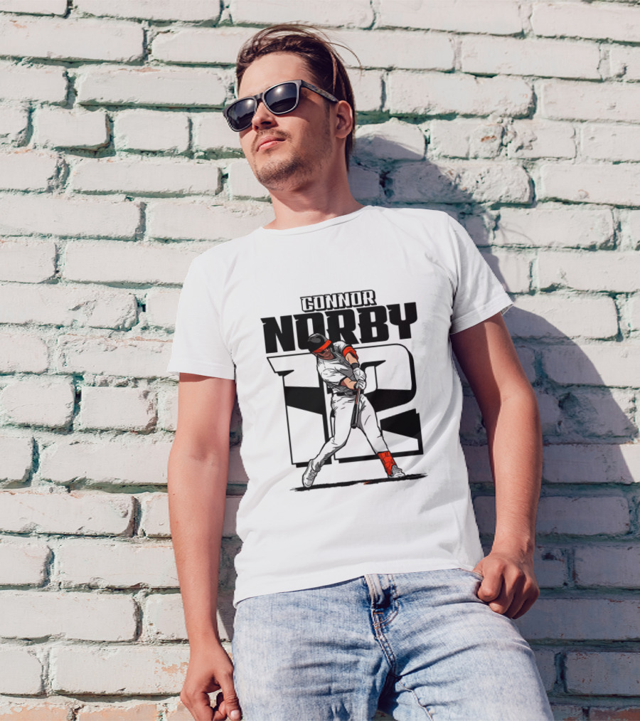 Connor Norby #12 Baseball Player Hitting Action T-Shirt