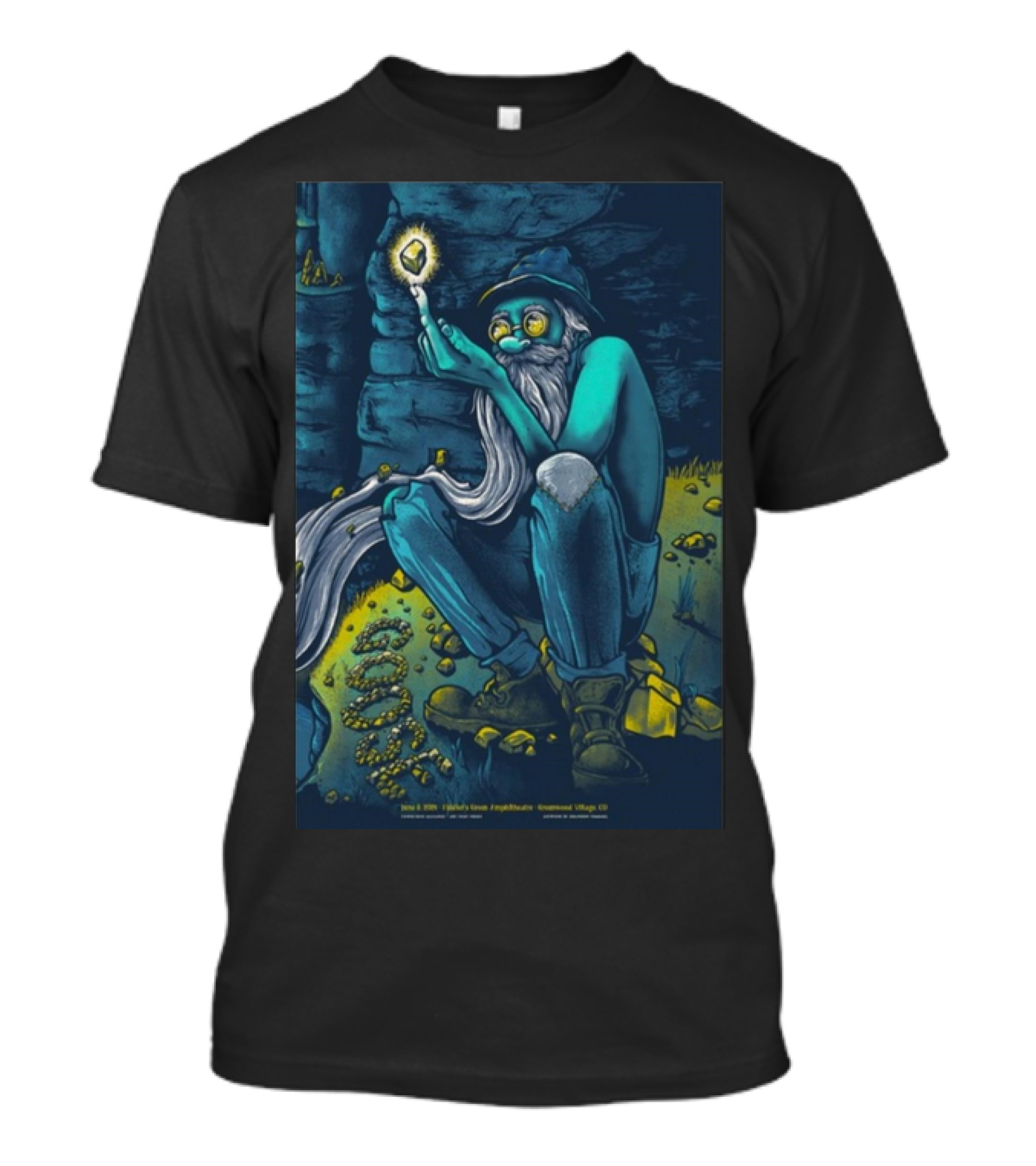 Goose Jun 8 2024 Fiddler’s Green Amphitheatre Greenwood Village CO Whimsical Old Man With Glowing Crystal T-Shirt