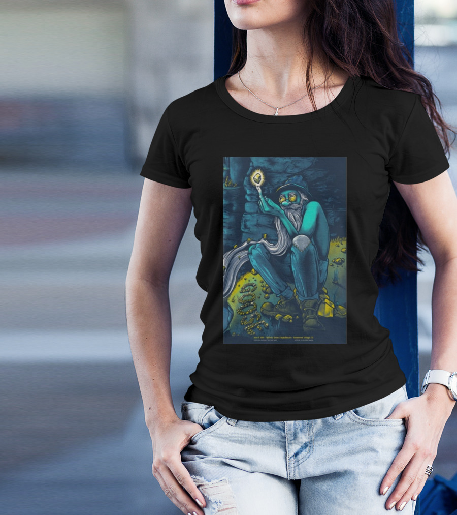 Goose Jun 8 2024 Fiddler’s Green Amphitheatre Greenwood Village CO Whimsical Old Man With Glowing Crystal T-Shirt
