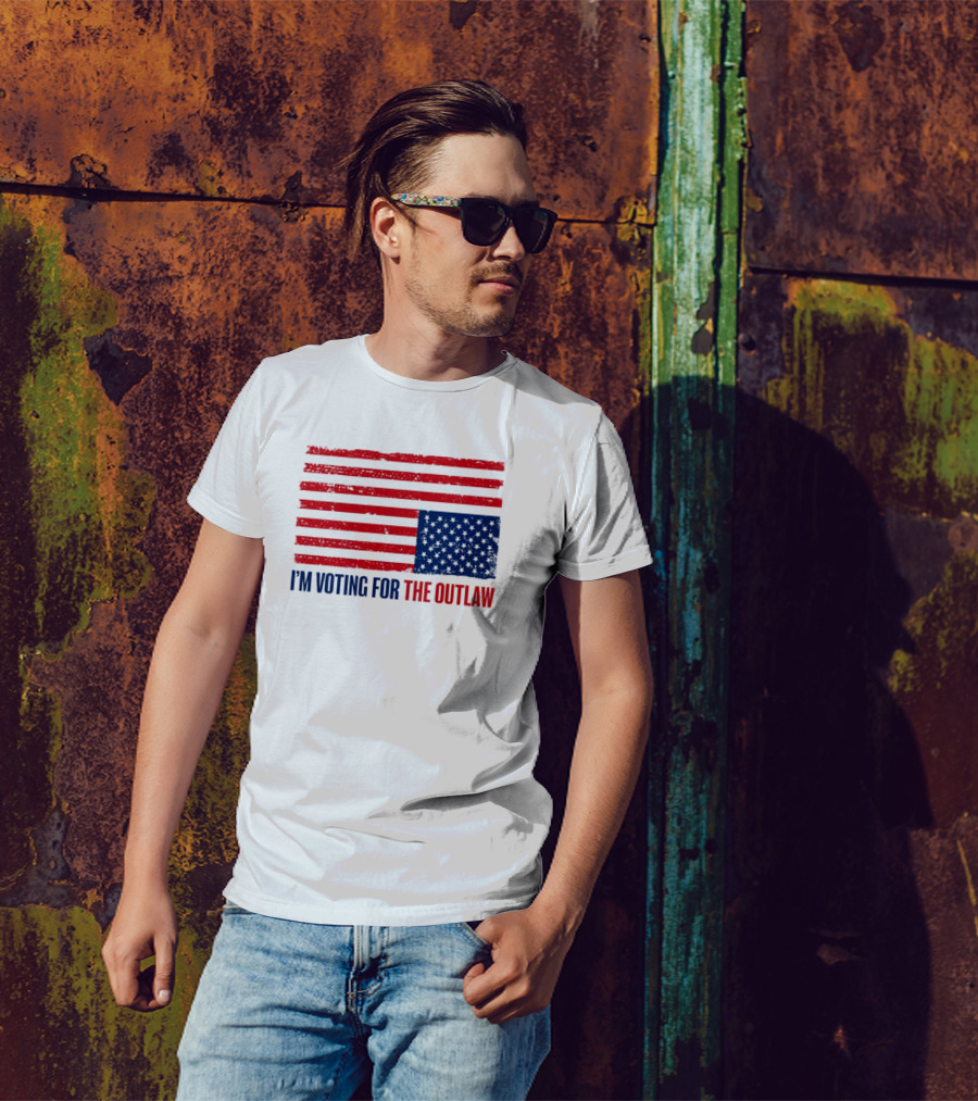 I’m Voting For The Outlaw Distressed American Flag T-Shirt