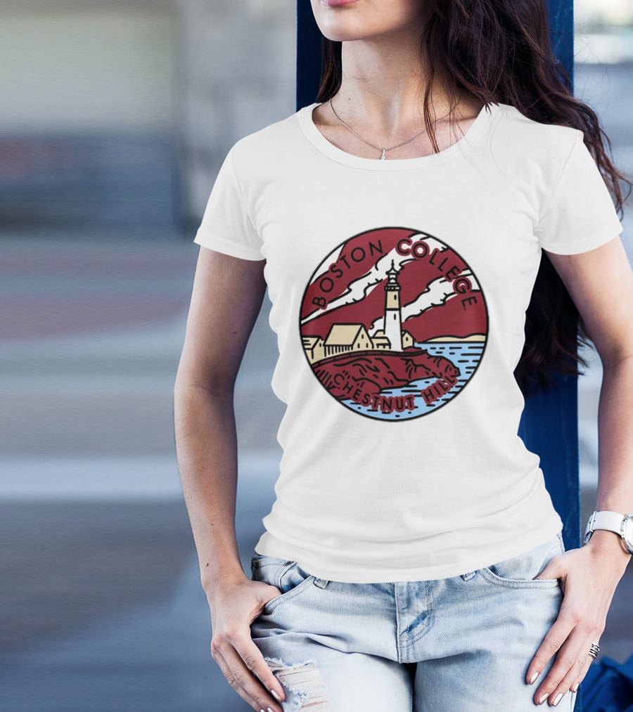 Maroon Boston College Eagles Scenic Comfort Colors Chestnut Hill Lighthouse Badge T-Shirt
