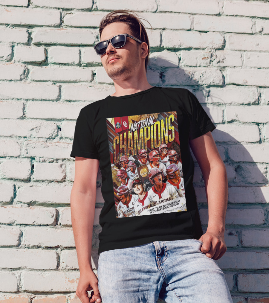 Oklahoma Sooners National Champions First Team To Four-Peat In DI Softball History T-Shirt
