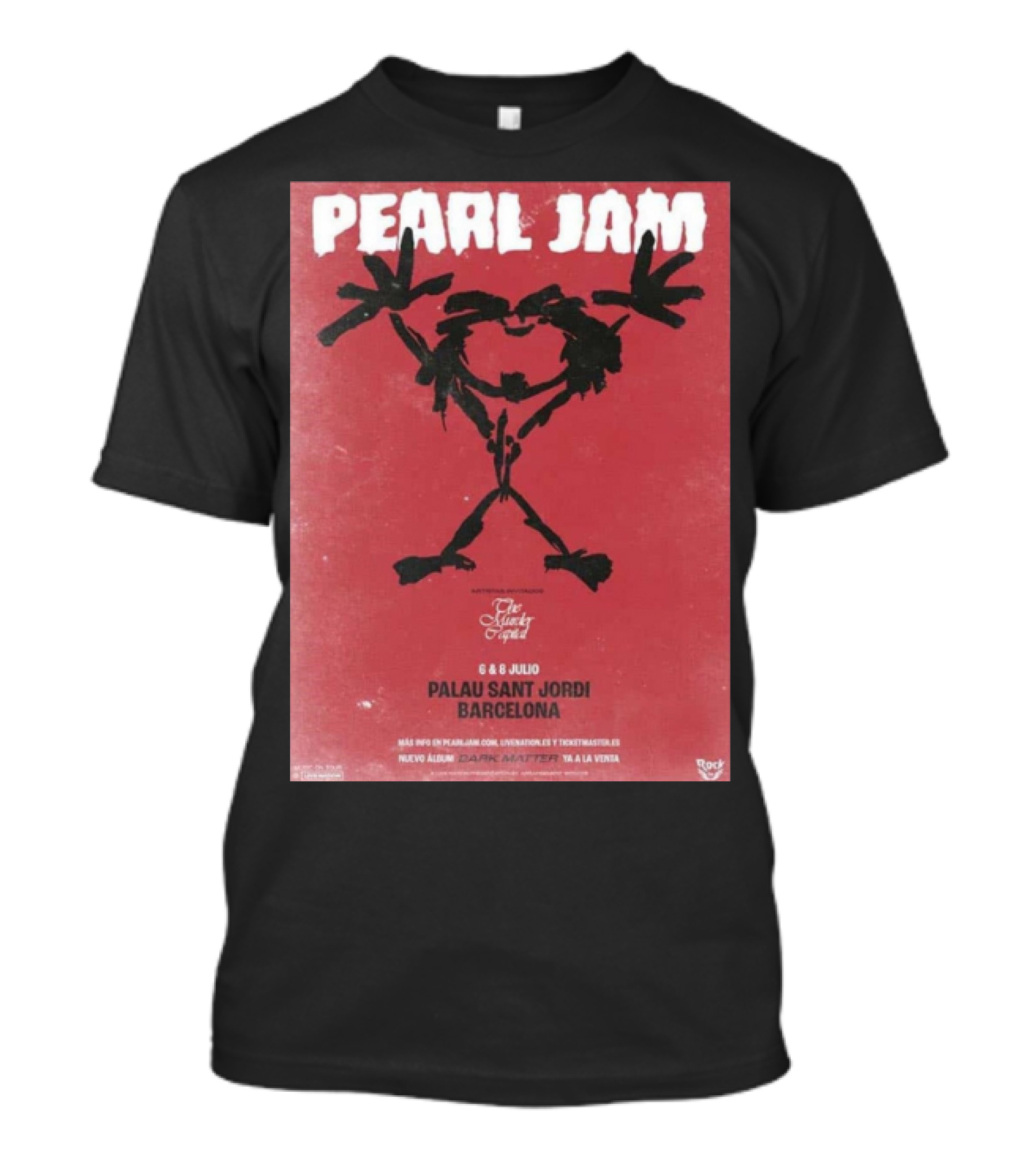 Pearl Jam Barcelona Concert 2024 On 6th And 8th July At Palau Sant Jordi Featuring Nuevo Album Dark Matter T-Shirt