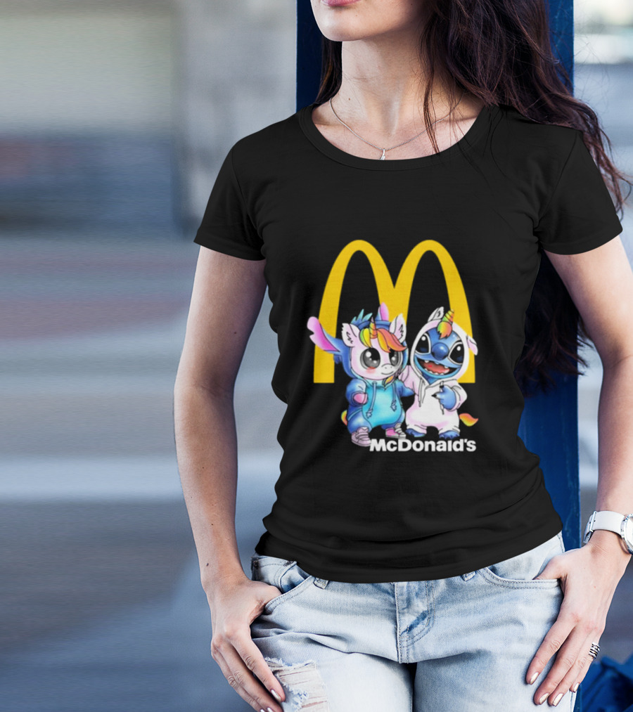 Stitch Unicorn McDonald’s 2024 Burger Fan Duo Fun T-Shirt