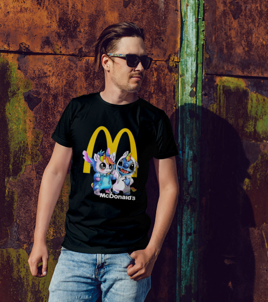 Stitch Unicorn McDonald’s 2024 Burger Fan Duo Fun T-Shirt