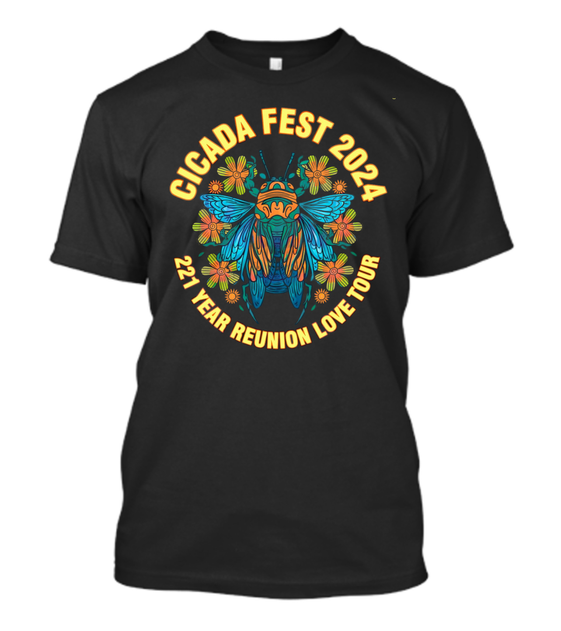 Cicada Fest 2024 221 Year Reunion Love Tour Floral Cicada Wings T-Shirt