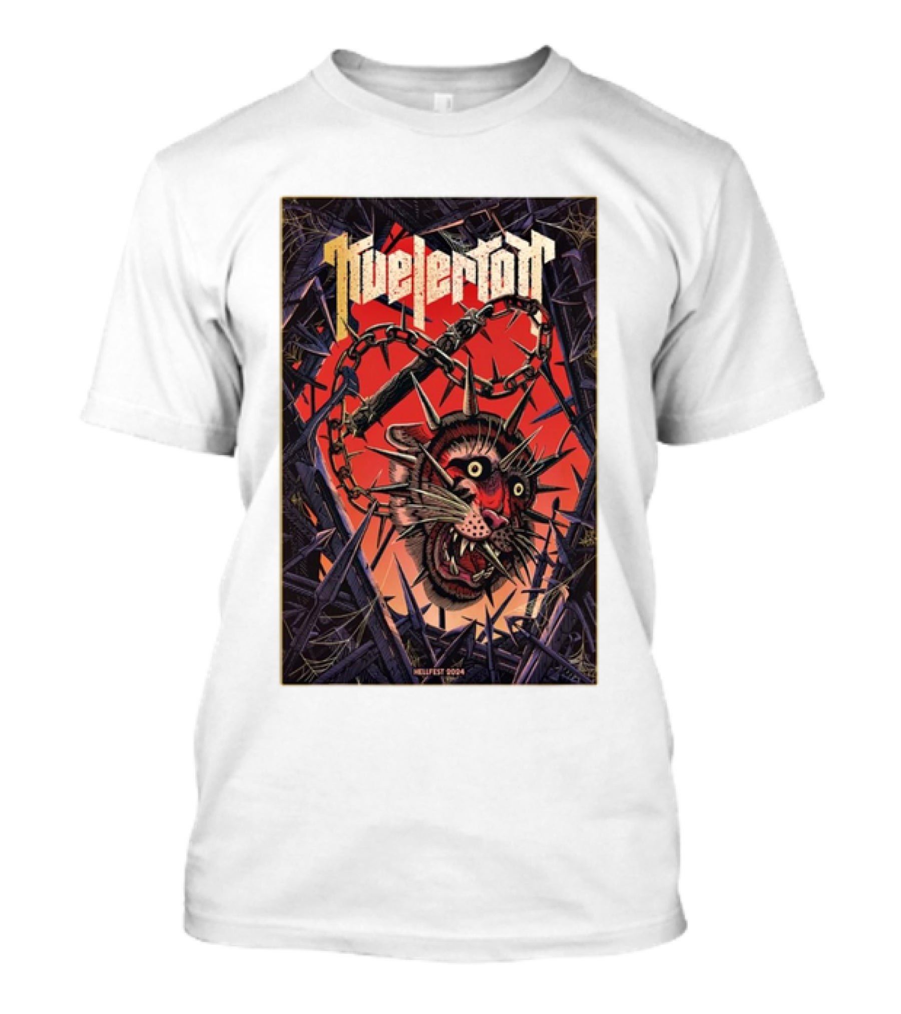 Kvelertak Helfest Clisson France 2024 Wild Cat Art With Thorns T-Shirt