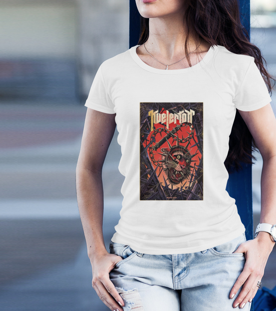 Kvelertak Helfest Clisson France 2024 Wild Cat Art With Thorns T-Shirt