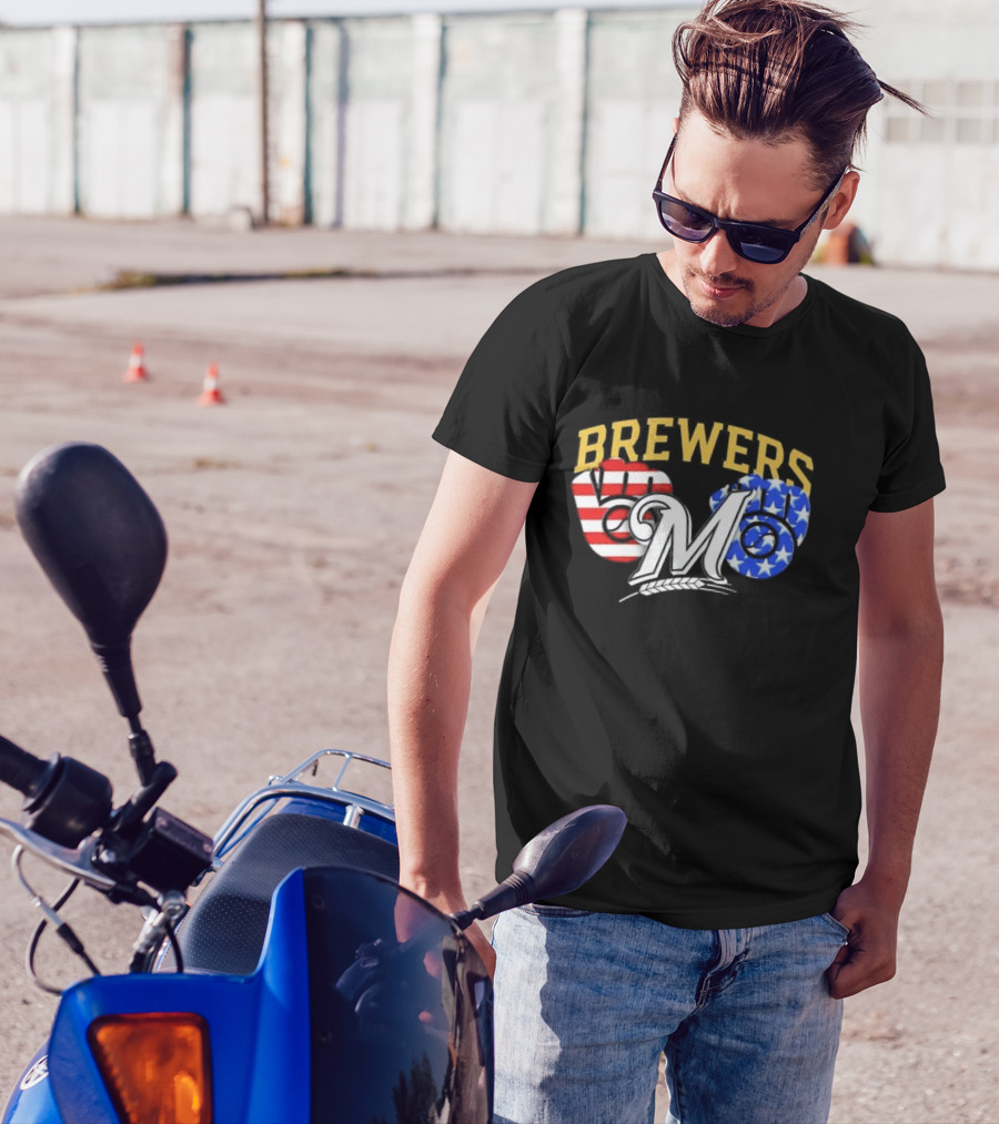 Brewers Patriotic American Flag Fists Logo 4th Of July T-Shirt