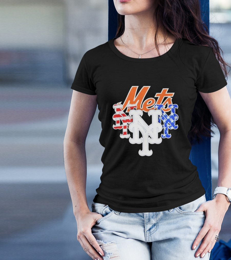 New York Mets American Flag Colors 4th Of July T-Shirt