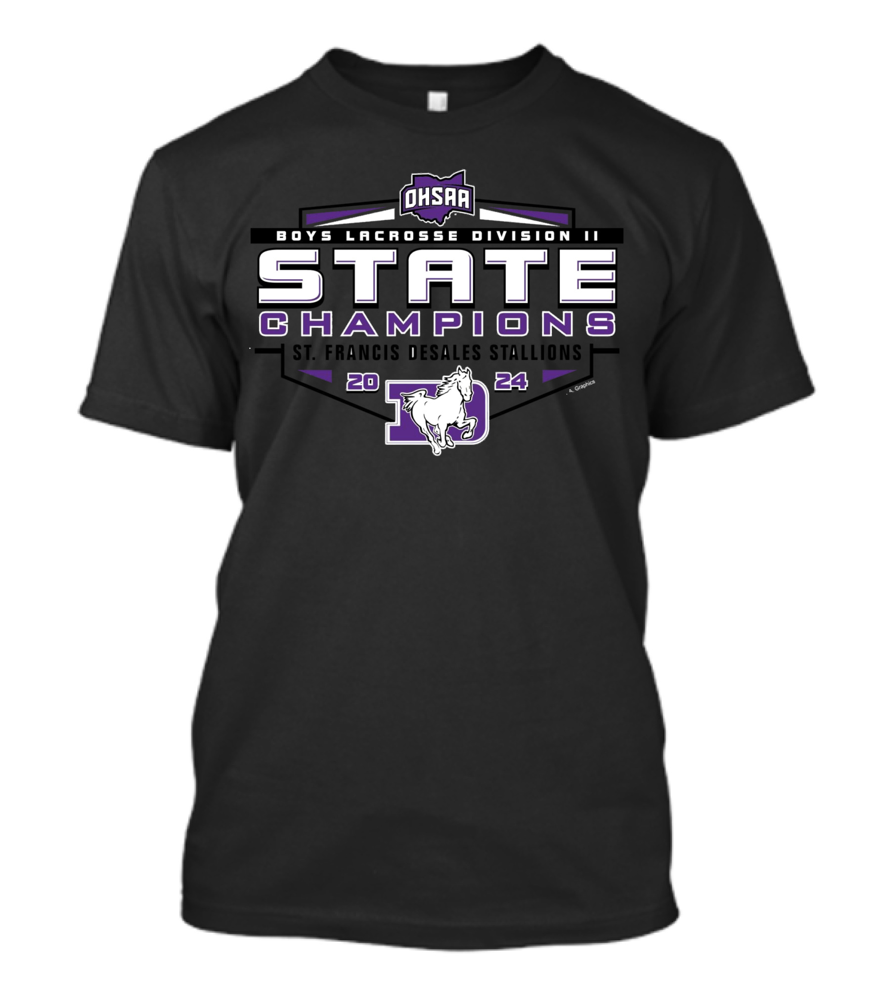 OHSAA Boys Lacrosse Division II 2024 State Champions St. Francis Desales Stallions T-Shirt