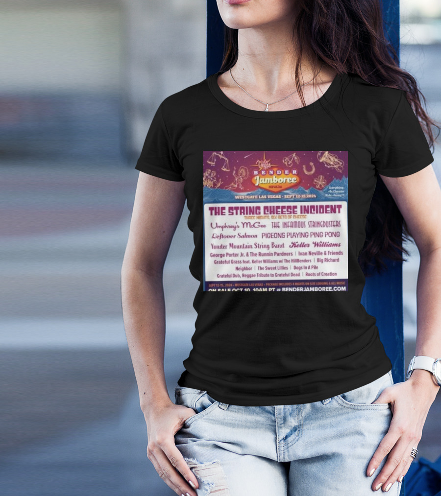 Vegas Bender Jamboree Westgate Las Vegas Sept 12-15 2024 The String Cheese Incident Six Sets Umphrey's McGee Infamous Stringdusters Pigeons Playing Ping Pong T-Shirt