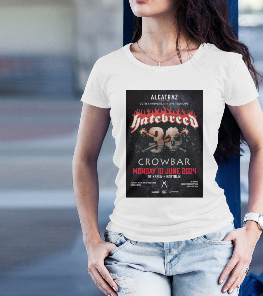 Alcatraz Presents Hatebreed 30th Anniversary Over Europe Crowbar 10 June 2024 De Kreun Kortrijk T-Shirt
