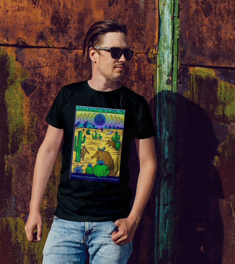 Kitchen Dwellers Tour American Southwest Desert Scenes Armadillos Cacti Jan 23-27 T-Shirt