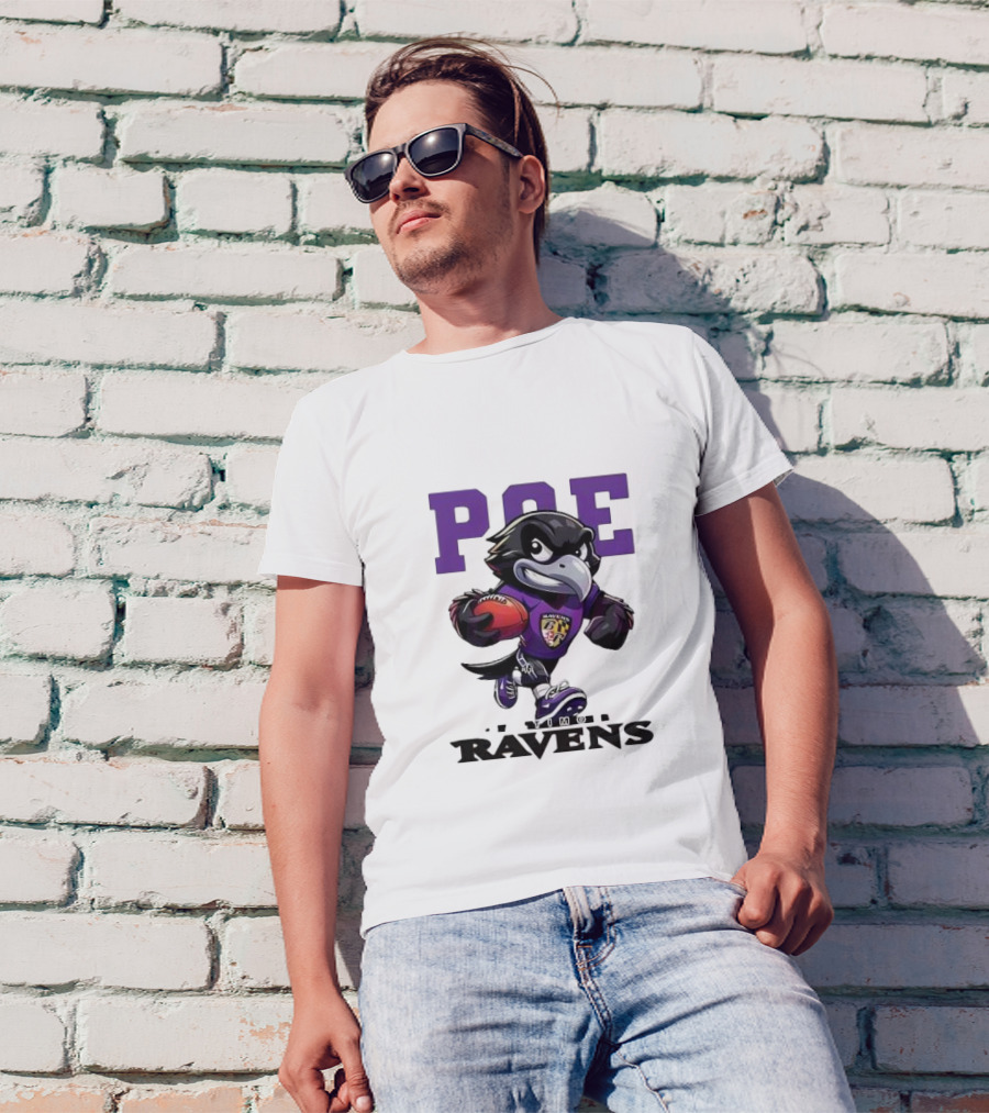 Poe Baltimore Ravens Mascot Football Character T-Shirt