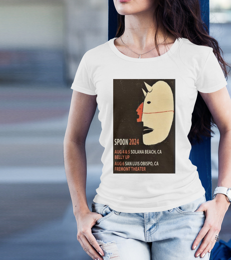 Spoon 2024 Aug 4-5 Solana Beach CA Belly Up Aug 6 San Luis Obispo Fremont Theater T-Shirt