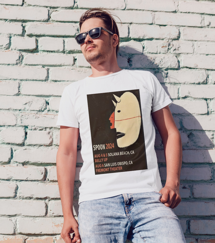 Spoon 2024 Aug 4-5 Solana Beach CA Belly Up Aug 6 San Luis Obispo Fremont Theater T-Shirt