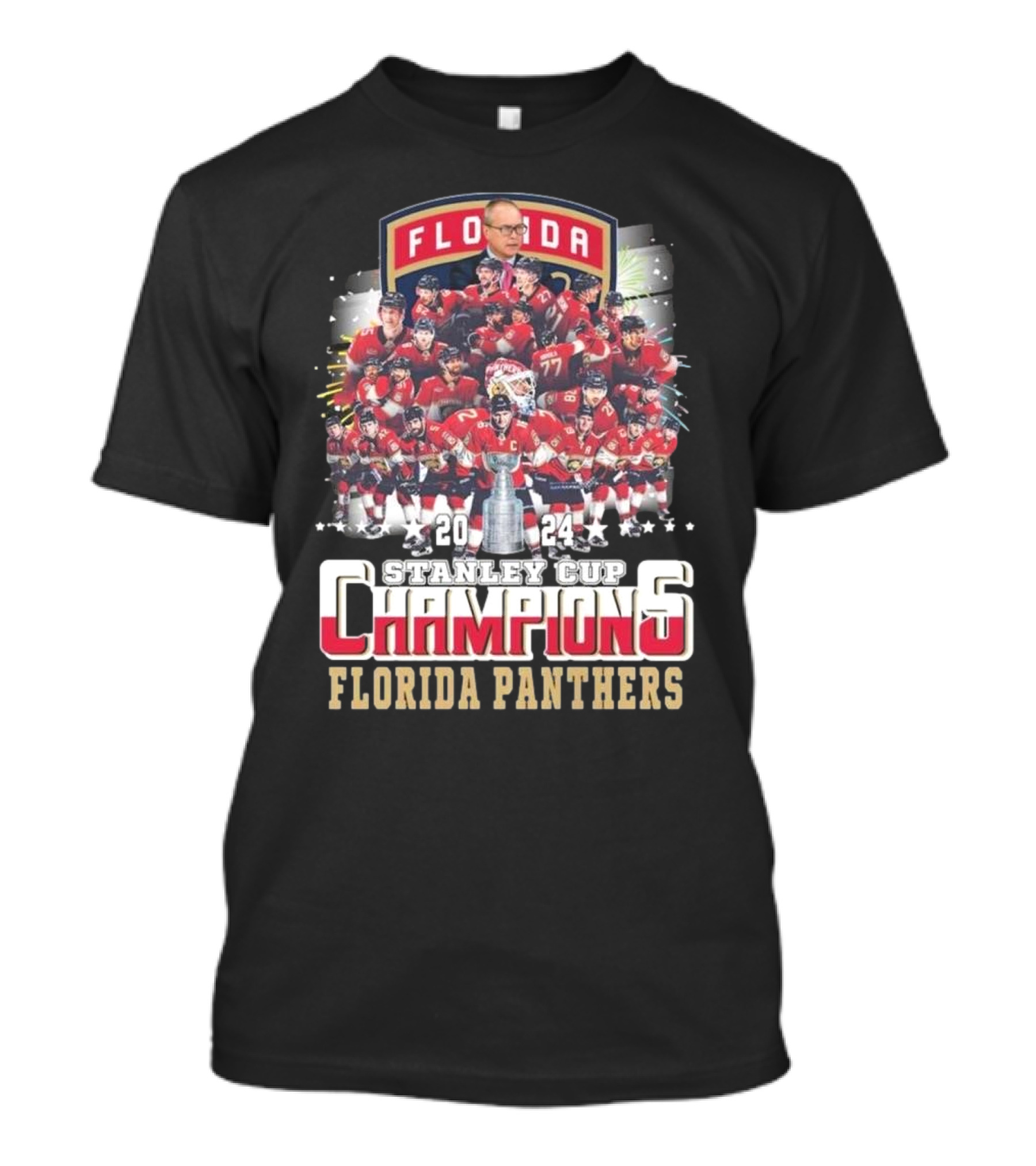 Florida Panthers 2024 Stanley Cup Champions NHL Fireworks Team T-Shirt