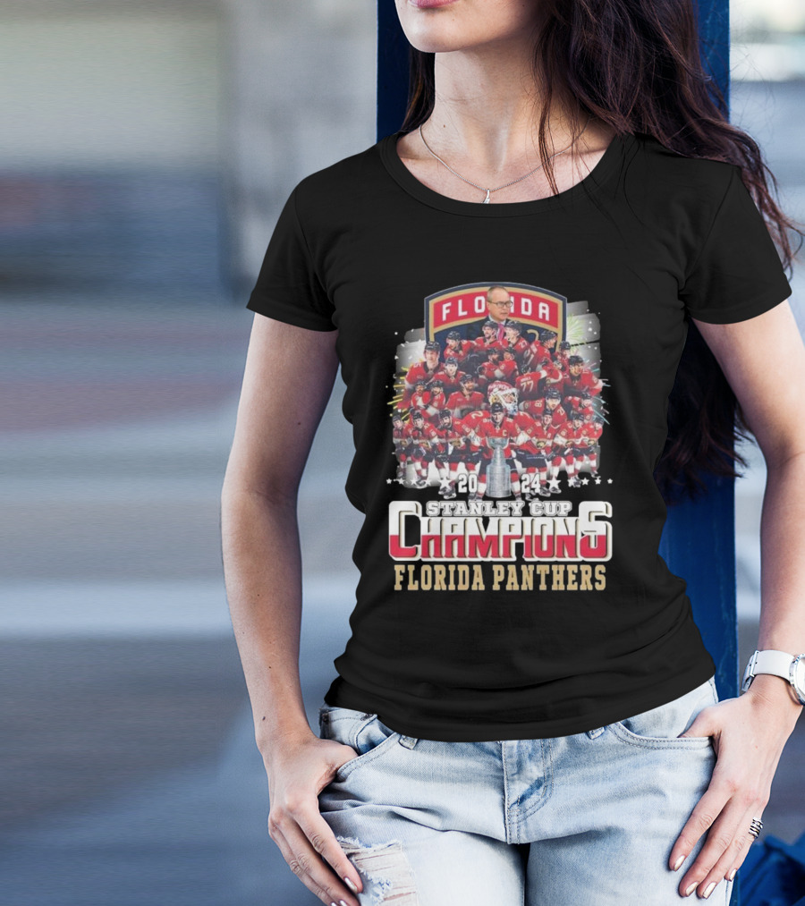 Florida Panthers 2024 Stanley Cup Champions NHL Fireworks Team T-Shirt