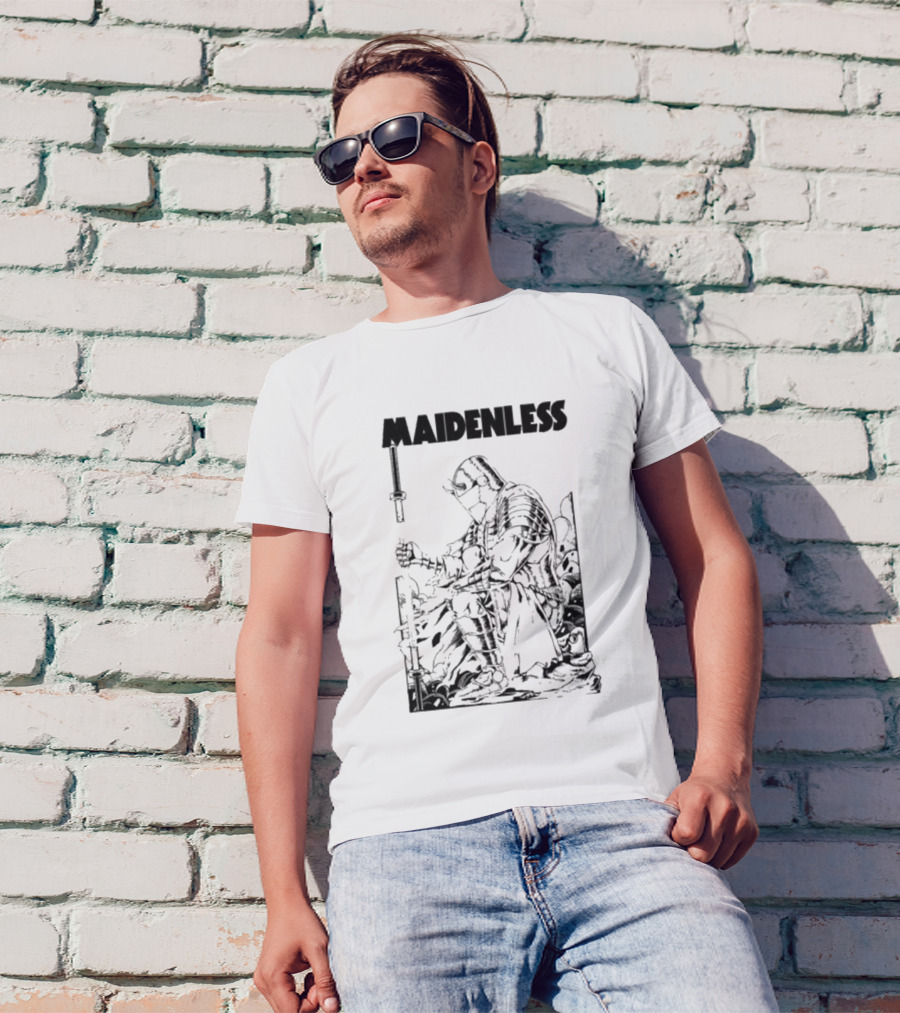 Maidenless Vintage Knight Artwork In Monochrome T-Shirt