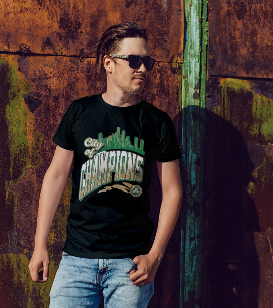 Boston City Of Champions 2024 Boston Celtics NBA Finals Skyline T-Shirt