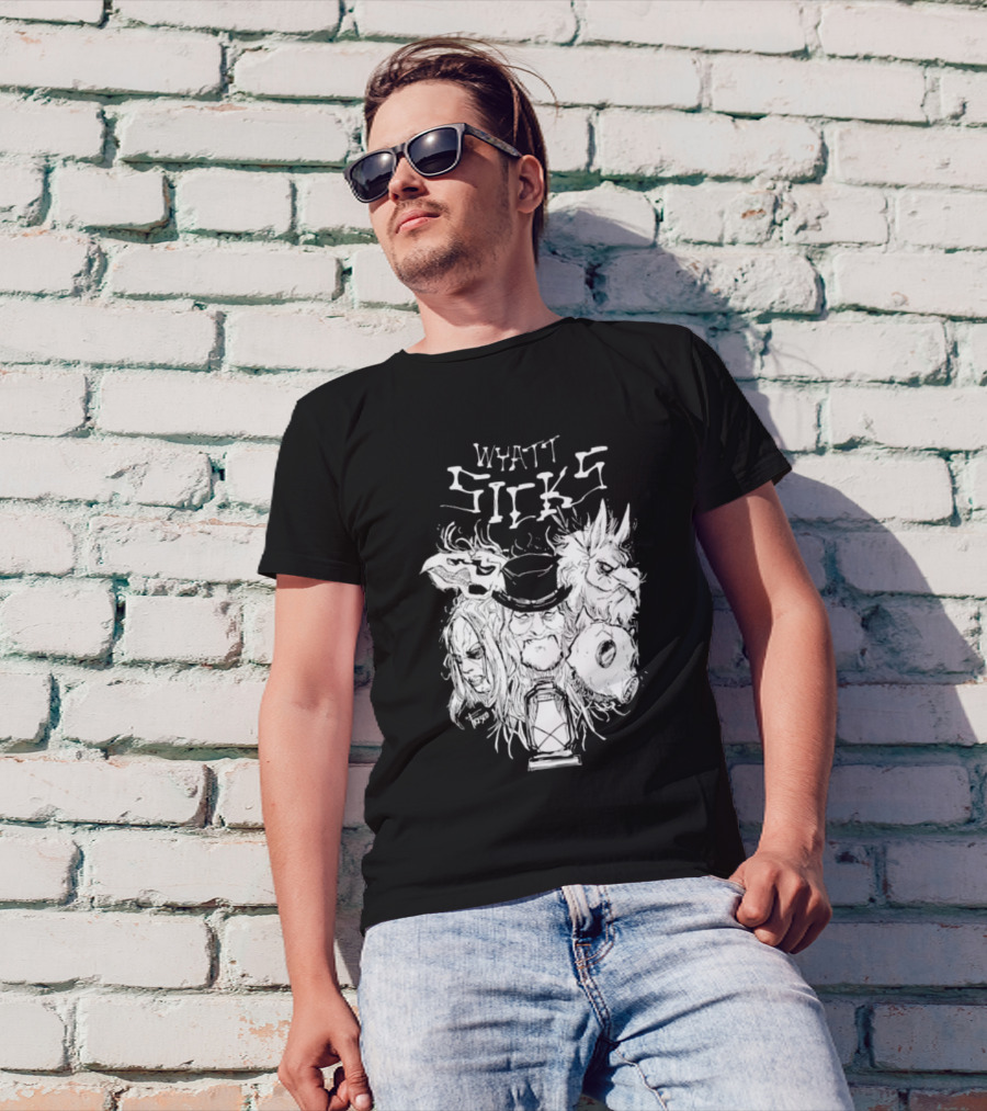 Wyatt Sicks Lantern And Masked Figures T-Shirt