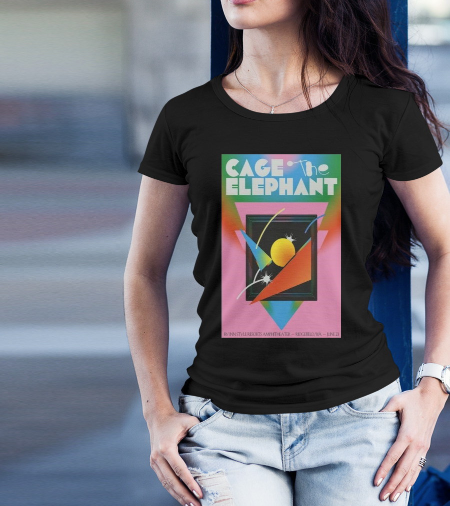 Cage The Elephant June 23 2024 RV Inn Style Resorts Amphitheater Ridgefield WA Vibrant Geometric T-Shirt