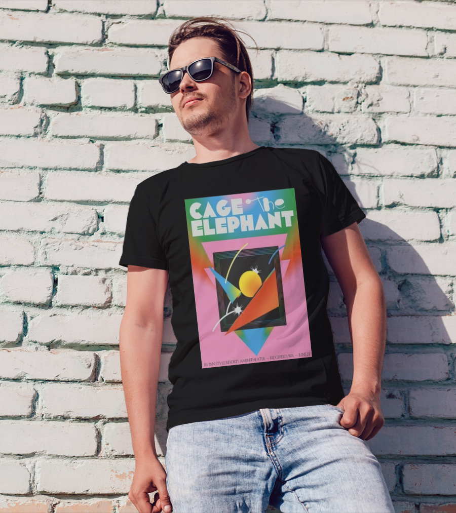 Cage The Elephant June 23 2024 RV Inn Style Resorts Amphitheater Ridgefield WA Vibrant Geometric T-Shirt