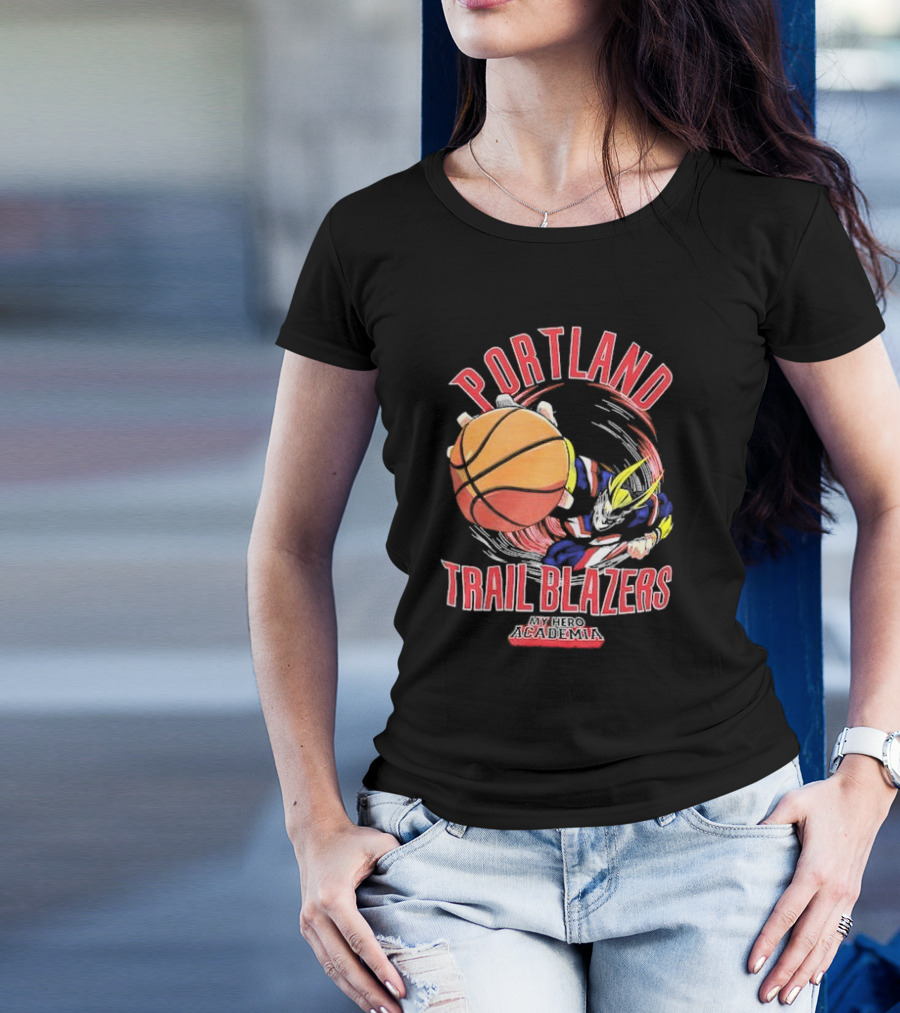 Portland Trail Blazers My Hero Academia All Might Basketball Smash T-Shirt
