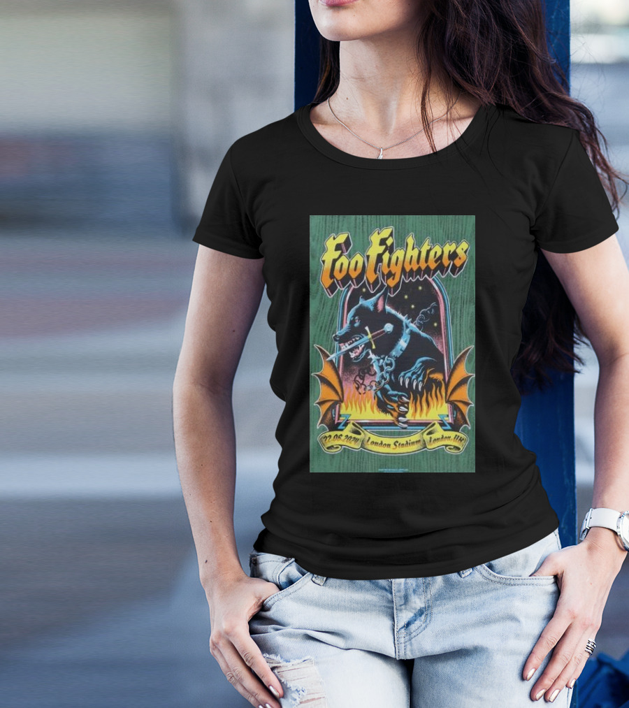 Foo Fighters 22.06.2024 London Stadium UK Wolf And Flames T-Shirt