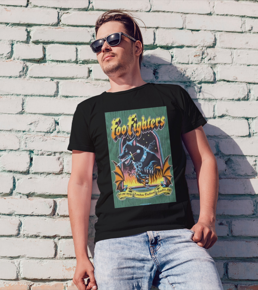 Foo Fighters 22.06.2024 London Stadium UK Wolf And Flames T-Shirt