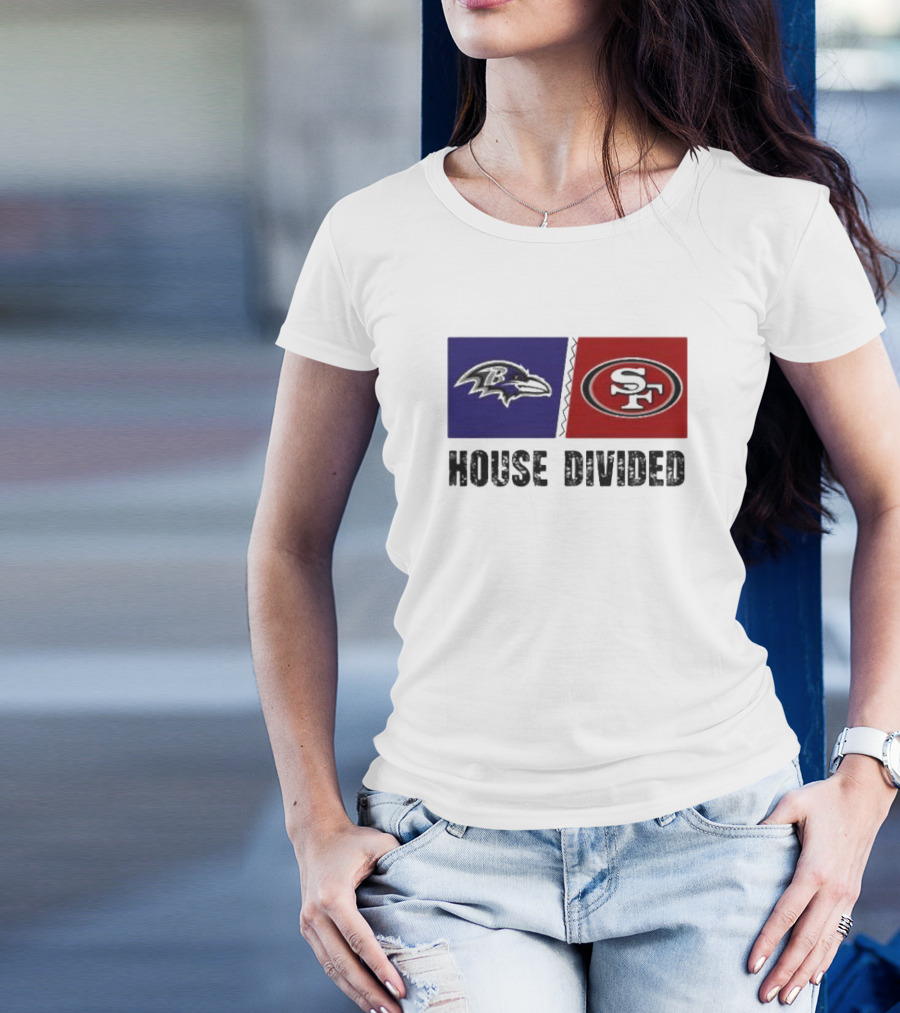 Baltimore Ravens Vs San Francisco 49Ers House Divided 2024 Showdown T-Shirt