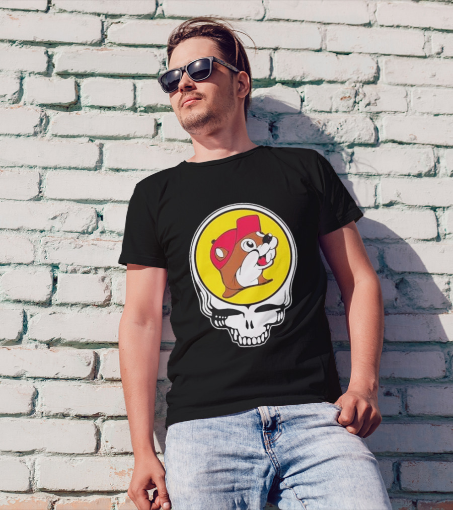 Buc-ee's Beaver In Grateful Dead Skull T-Shirt